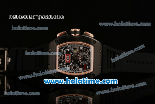 Richard Mille Felipe Massa Flyback Chrono Swiss Valjoux 7750 Automatic PVD Case with White Arabic Numeral Markers and Black Rubber Bracelet - Click Image to Close